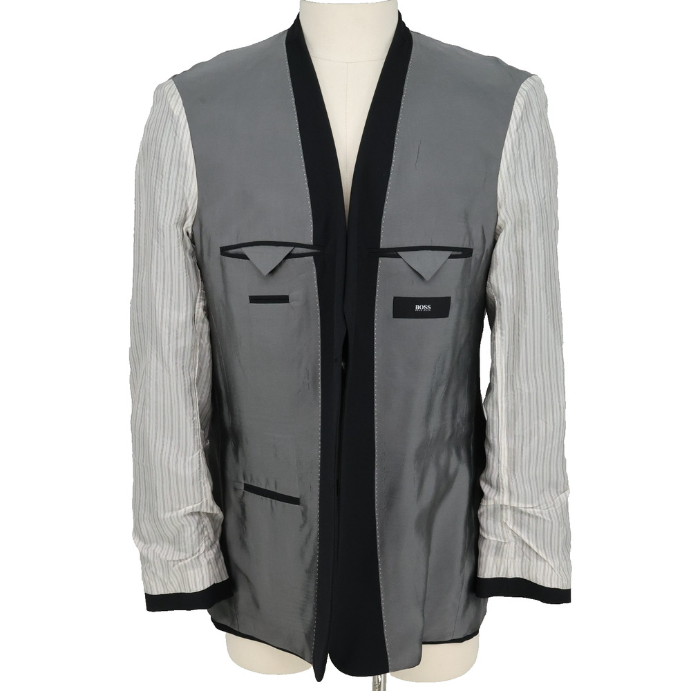 Hugo Boss Sport Coat Mens 42L Black Gray Wool Micro Plaid Jacket Preppy Career - Picture 13 of 16